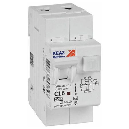 выключатель дифференциального тока КЭАЗ (АВДТ) 2P 16А 30мА тип АС С 4,5кА