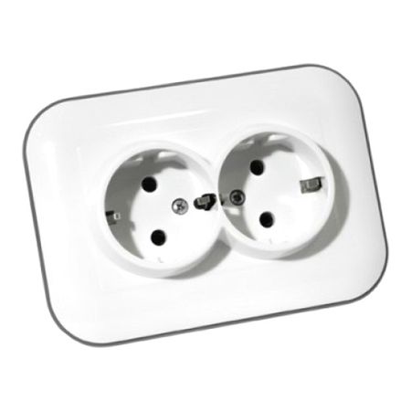 розетка 2 поста OVIVO Лофт с заземлением белый/черный рамка 3 поста ovivo loft белый