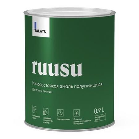 эмаль полиуретановая TALATU Ruusu База А для деревянных и бетонных полов 0,9 л белая,арт.S1209001001 эмаль полиуретановая symphony winner база с шелковисто   2 7л бес ная арт 10518