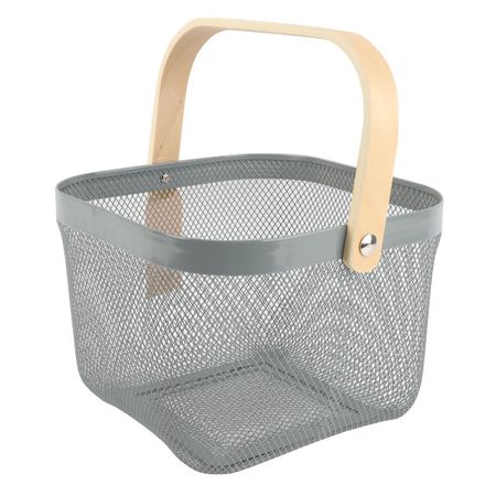 корзина для хранения TODELIA Thorm 250х245х185мм с ручкой металл/дерево серая шкатулка todelia seasons 24х17 6х7см дерево