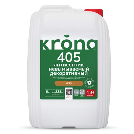 антисептик невымываемый декоративный KRONA 405 орех 5 кг, арт. 66320179