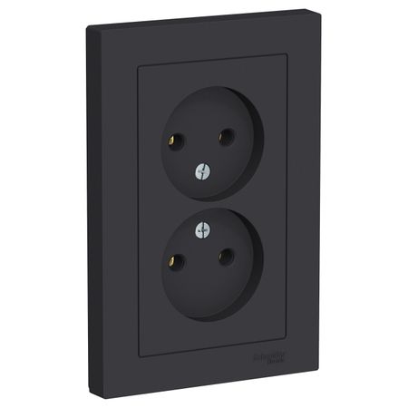 розетка 2 поста Atlas Design б/з в сборе карбон
