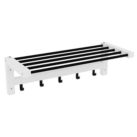 вешалка настенная с полкой КАНТРИ 5 крючков 790х320х250мм белый/черный дерево/металл стеллаж кантри 491х364х1976мм сосна белый