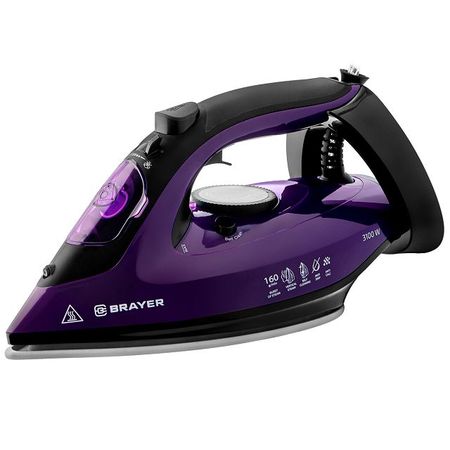 утюг BRAYER BR4012 3100Вт 160 г/мин керамика черный/фиолетовый утюг brayer br4006 2400вт 140г мин керамика фиолетовый