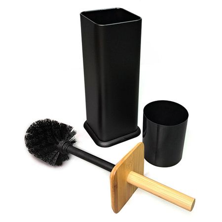 гарнитур для туалета MySpace SW6732CBLB квадрат металл/бамбук/пластик черный