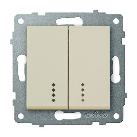 выключатель 2-клавишный OVIVO Лофт с индикацией крем переключатель 1 клавишный ne ad aras крем