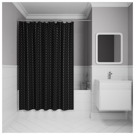 занавеска для ванной комнаты IDDIS Base 200х180см полиэстер черно-белая волна шифоновая занавеска glsue белая