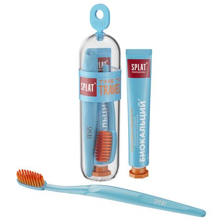 набор SPLAT: паста зубная Биокальций 25мл + щетка зубная Travel medium пародонтоцид зубная паста 50 мл