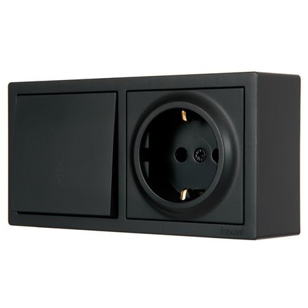 блок переключатель 1-клавишный и розетка LEZARD Leto с/з черный бархат переключатель аварийной остановки xb2 bs542c красный