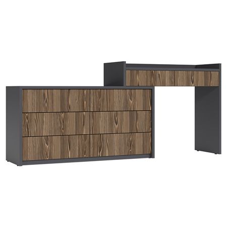 комод с туалетным столиком Teravvio 1900х400х830мм графит/сосна глэм ЛДСП