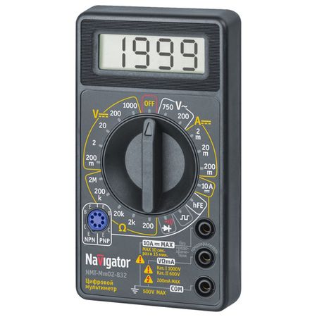 мультиметр NAVIGATOR 6LR61 цифровой 8 функций со встроенным генератором черный мультиметр navigator 6lr61 цифровой 8 функций оранжевый