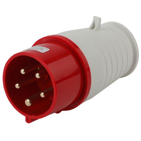 вилка силовая кабельная  ЭРА 3Р+Е+N 16А 380В IP44 красный вилка штепсельная ne ad 16а 250в ip44 прямая с з евро каучук красный