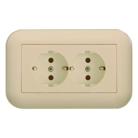 розетка 2 поста OVIVO Лофт с заземлением крем/крафт