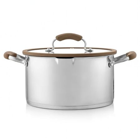 кастрюля ESPRADO Sense 5,8л 24см нерж.сталь стеклянная крышка индукция посуды todelia optimal 6 предм 1 6 3 2 5л 16 20 24см нерж силикон индукция