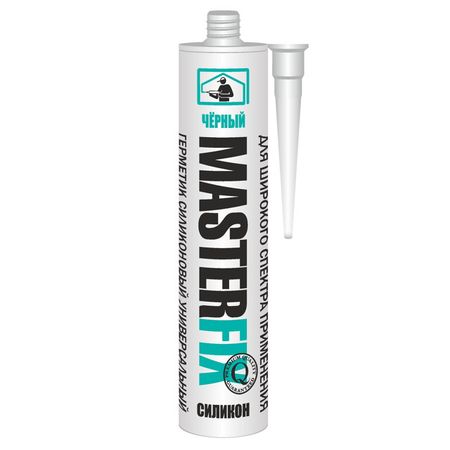 герметик силиконовый MASTERFIX универсальный 280мл черный, арт.9008 герметик силиконовый bostik perfect seal универсальный 280мл прозрачный арт bok638530p