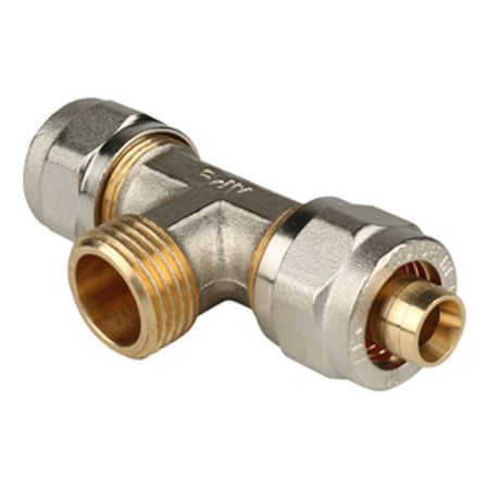 тройник обжим STOUT металлопластиковый 16х1/2 НРх16 угольник обжим stout металлопластиковый 20х20