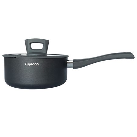 ковш ESPRADO Frontera Gris 1,5л 16см антипр.покр. алюминий стеклянная крышка индукция ковш walmer stonehenge 1 3л 16см алюминий стекл крышка индукция