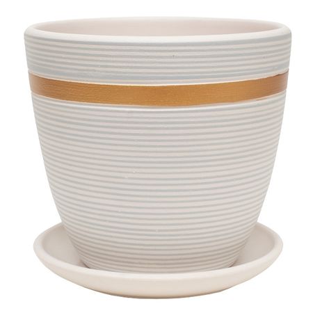 горшок керамический с поддоном Метрика крокус 2,3л d18 h16 бело-золотой горшок керамический с поддоном гнездо крокус 0 34 л