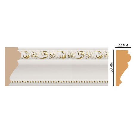 молдинг DECOMASTER 60х22х2400 мм белый полистирол, арт.161-54 молдинг decomaster 51х11х2400 мм полистирол арт 156 6