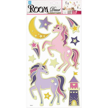 наклейка ROOMDECOR Единорог день-ночь 24х41см, арт.RKA 8201 наклейка roomdecor анемон 32х50см арт rka 9306 вк