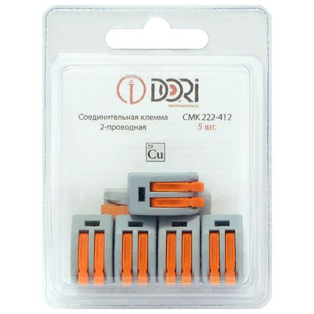 клемма соединительная DORI 2х4кв.мм 5шт серый клемма соединительная dori 5х4кв мм 6шт прозрачный