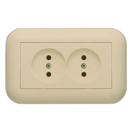 розетка 2 поста OVIVO Лофт без заземления крем/крафт