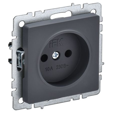 розетка 1 пост IEK BRITE б/з б/ш 10А графит вывод кабеля iek brite графит