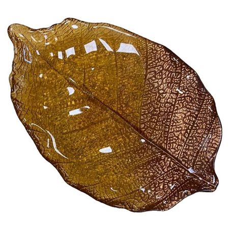 блюдо AKCAM Осенний лист 21х21см стекло янтарный