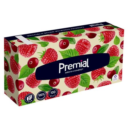 салфетки косметические PREMIAL 2-слойные 100шт белые салфетки косметические zewa everyday 2 слойные 100шт