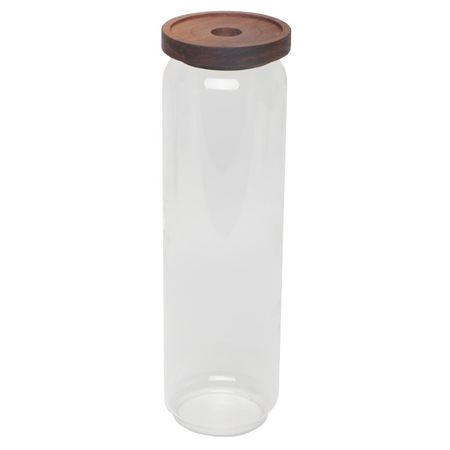 банка для продуктов TODELIA Compact 1,7л круглая стекло, акация, силикон