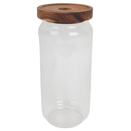 банка для продуктов TODELIA Compact 1л круглая стекло, акация, силикон