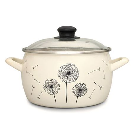 кастрюля METROT Одуванчик 5,7л 22см эмал.сталь с крышкой ковш metrot одуванчик 1 6л 16см эмал без крышки