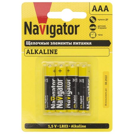 батарейка NAVIGATOR ААА алкалиновая 4шт батарейка navigator high power аа алкалиновая 12шт