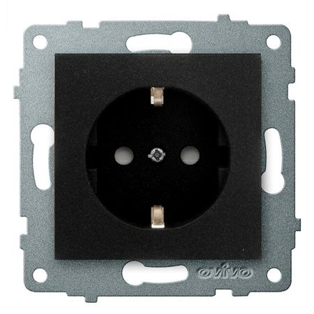 розетка 1 пост OVIVO Лофт с заземлением с защитой от детей черный розетка 2 поста ovivo loft с заземлением