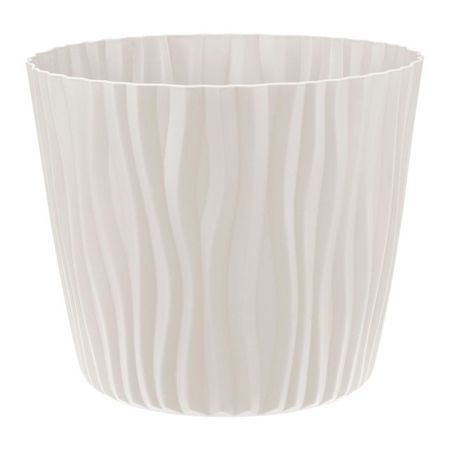 кашпо Волна 8л d250мм кремовый пластик с вкладышем классическое кашпо lamela sp zo o lilia с вкладышем серое 19х36 4 см