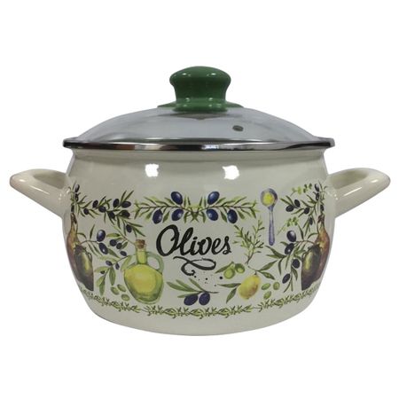 кастрюля METROT Олива 2,2л 16см эмал. сталь с крышкой ковш metrot одуванчик 1 6л 16см эмал   без крышки