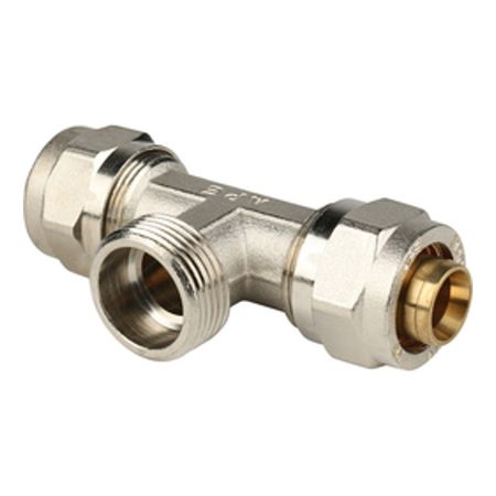 тройник обжим STOUT металлопластиковый 20х3/4 НРх20 угольник обжим stout металлопластиковый 20х20