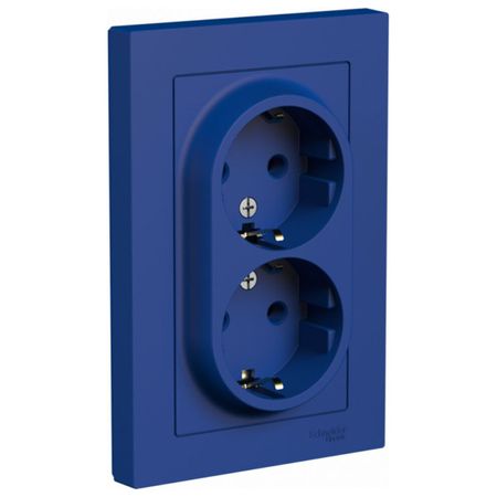 розетка 2 поста SCHNEIDER ELECTRIC Atlas Design с/з в сборе аквамарин передсветильник фара в сборе для geely emgrand x7 2011 12 13 14 15 2016