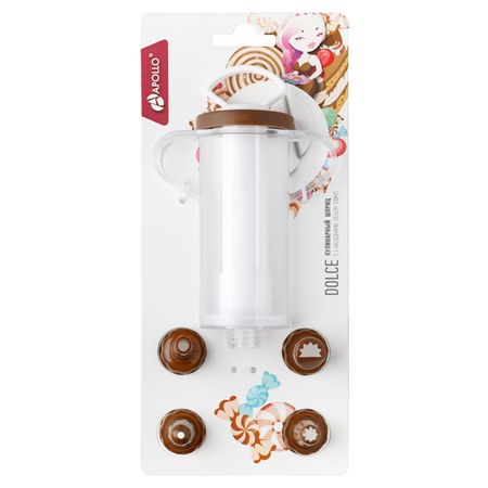 шприц кулинарный APOLLO Dolce 4 насадки пластик микс цветов композитрон 5 р р д внутрисуставного введ шприц 2 мл 1