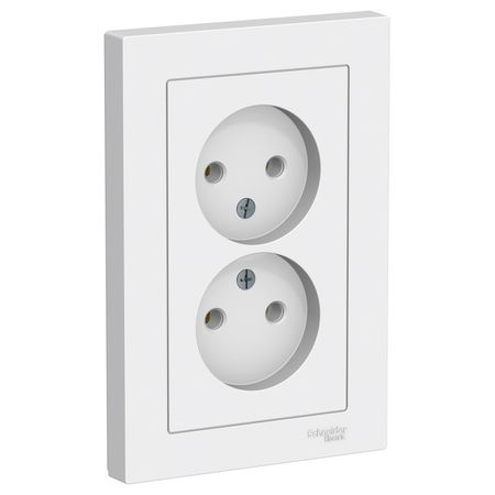 розетка 2 поста Atlas Design б/з в сборе белый