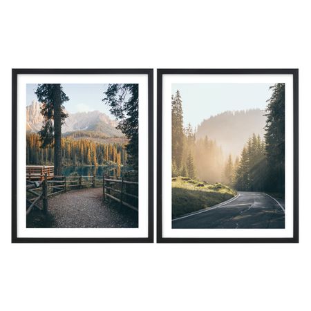 набор из двух постеров в раме ЛЕСНЫЕ ДОРОГИ 400х500мм бумага/полистирол пластиковые деревья для модели железной дороги 1 25