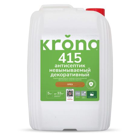 антисептик невымываемый декоративный KRONA 415 орех 5 кг, арт. 66320261