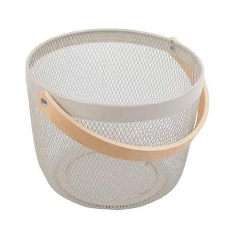 корзина TODELIA Netty 250х245х185мм с ручкой металл/дерево белый шкатулка todelia seasons 24х17 6х7см дерево