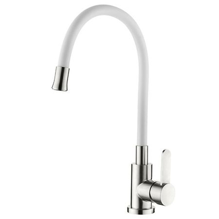 смеситель для кухни LEDEME L74004-3 гибкий излив 175мм белый