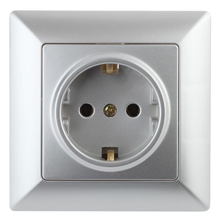 розетка 1 пост INTRO Solo без заземляющего контакта 16А алюминий амб 050015 03 cfa 5 в 5015 для mazda cx4 автомобильная фара в сборе охлаждающий вентилятор 3 контакта