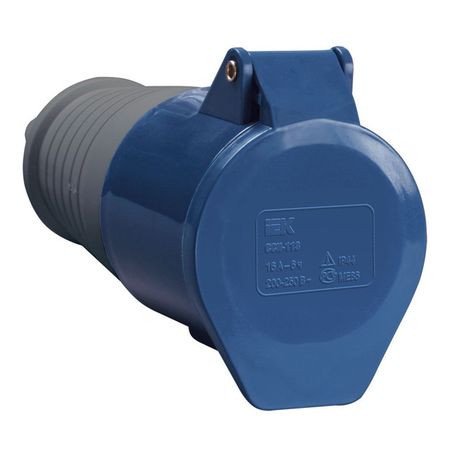 розетка силовая кабельная IEK переносная  ССИ-213 16А-6ч 220В 2P+PE IP44 вилка силовая кабельная navigator переносная 32а 220в 2p pe ip44 синий