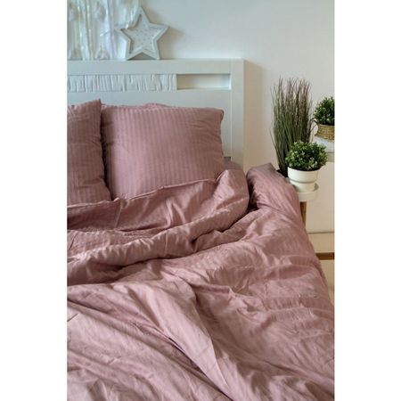 постельное белье 1,5сп COTTONIKA сатин-страйп 2 нав.50х70см розовое, арт.1,5сп5х7стр.роз пододеяльник cottonika 145х215см сатин арт под1 5сат335