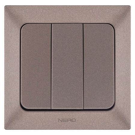 выключатель 3-клавишный NE-AD Aras металлик мокка переключатель 1 клавишный ne ad aras крем