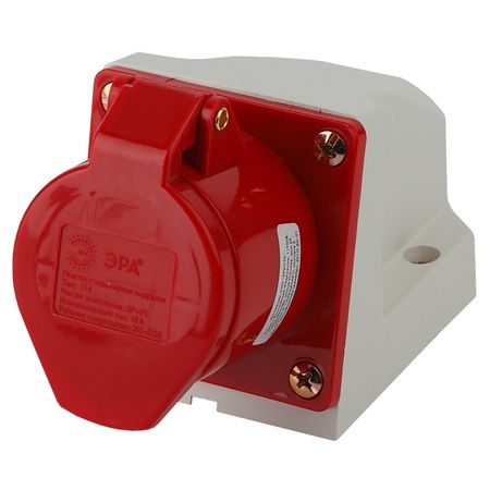 розетка силовая стационарная ЭРА 3Р+Е 16А 380В IP44 красный розетка силовая стационарная эра 3р е n 16а 380в ip44 красный