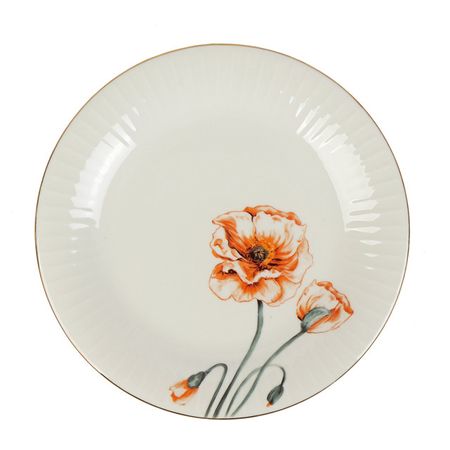тарелка TODELIA Маки 20,4см десертная костяной фарфор